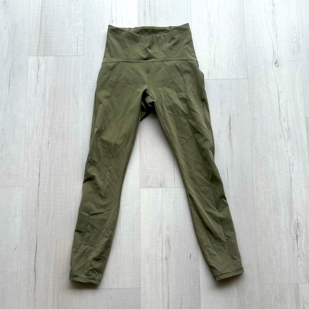 Lululemon Olive Green 25” Legging with Mesh Calf Accent | Size 4